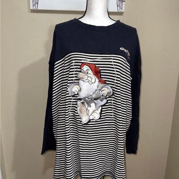 Vintage The Disney Catalog Grumpy Wear Striped TwoToned Thick Long Sleeved Shirt - Picture 3 of 9